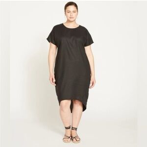 Universal Standard Linen High Low Hem Cocoon Shift Dress - Black, US 2XS (6-8)